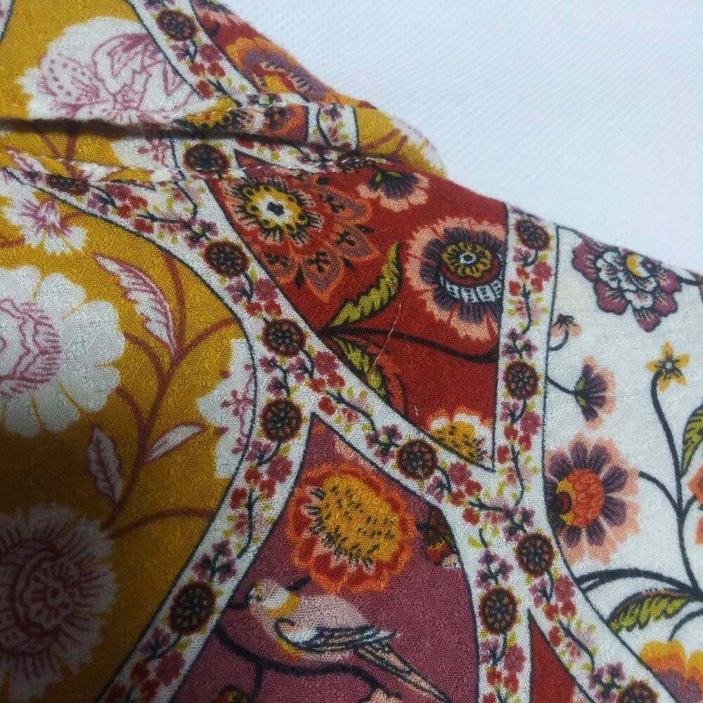 Jane and Delancey Retro Floral Paisley Oversized Button Up Top Boho Sz XL - Picture 9 of 9